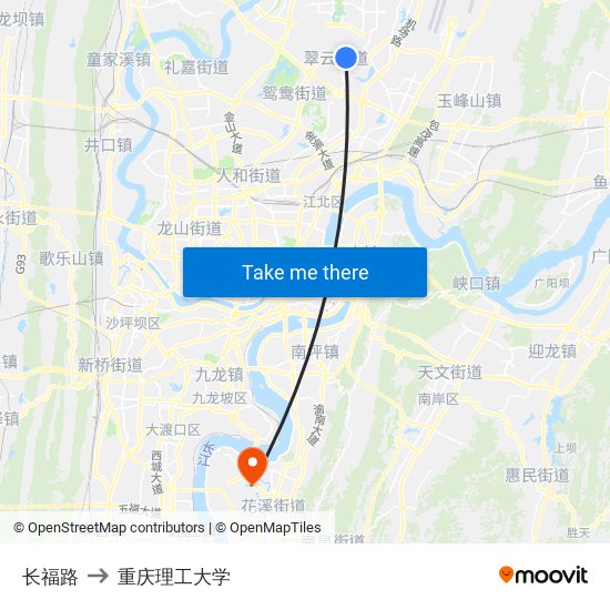 长福路 to 重庆理工大学 map