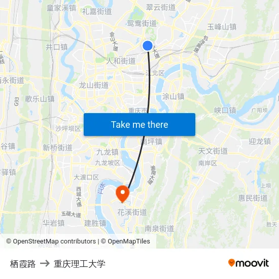 栖霞路 to 重庆理工大学 map
