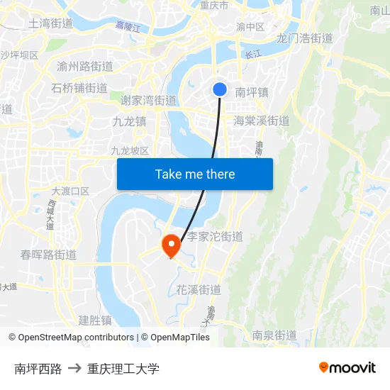 南坪西路 to 重庆理工大学 map
