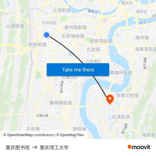 重庆图书馆 to 重庆理工大学 map