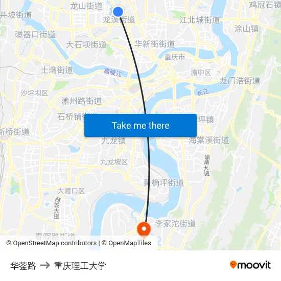 华蓥路 to 重庆理工大学 map