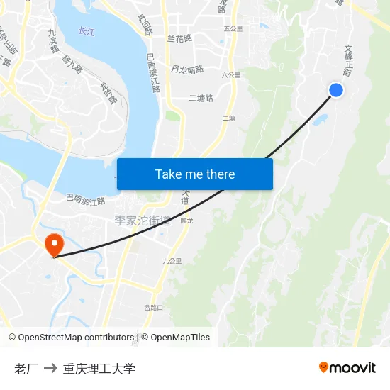 老厂 to 重庆理工大学 map