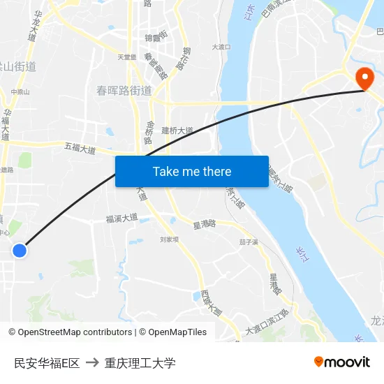 民安华福E区 to 重庆理工大学 map