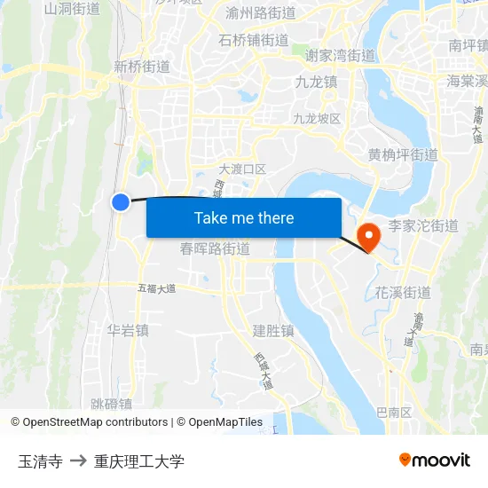 玉清寺 to 重庆理工大学 map