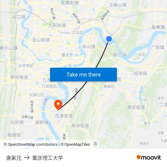 唐家沱 to 重庆理工大学 map