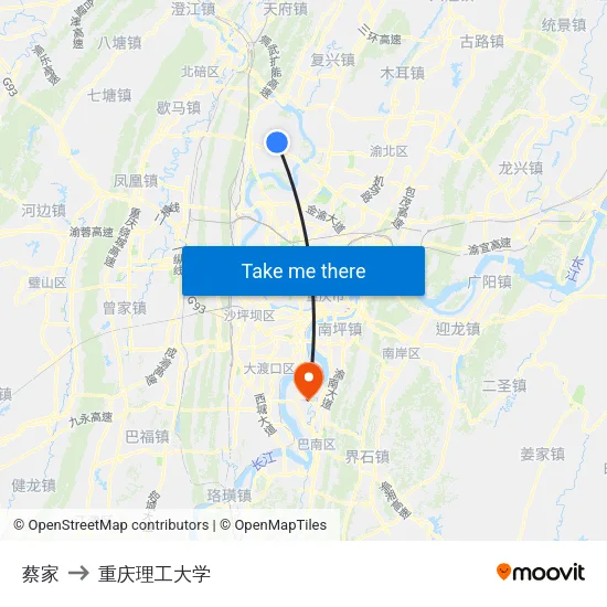 蔡家 to 重庆理工大学 map