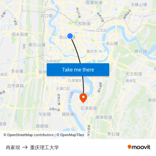 冉家坝 to 重庆理工大学 map
