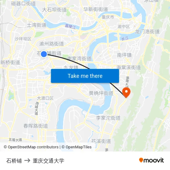 石桥铺 to 重庆交通大学 map