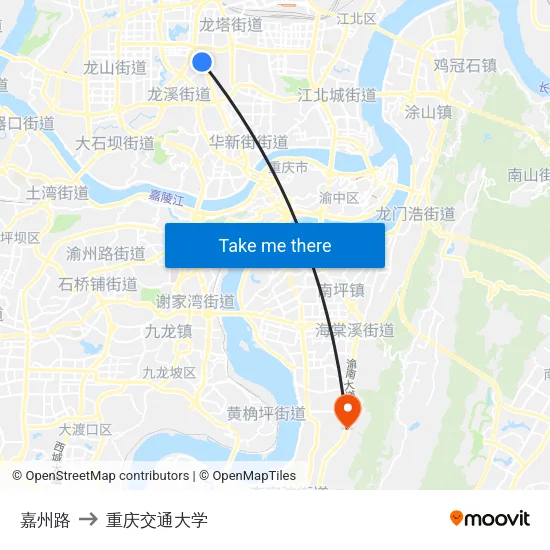 嘉州路 to 重庆交通大学 map
