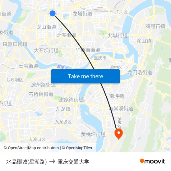水晶郦城(星湖路) to 重庆交通大学 map
