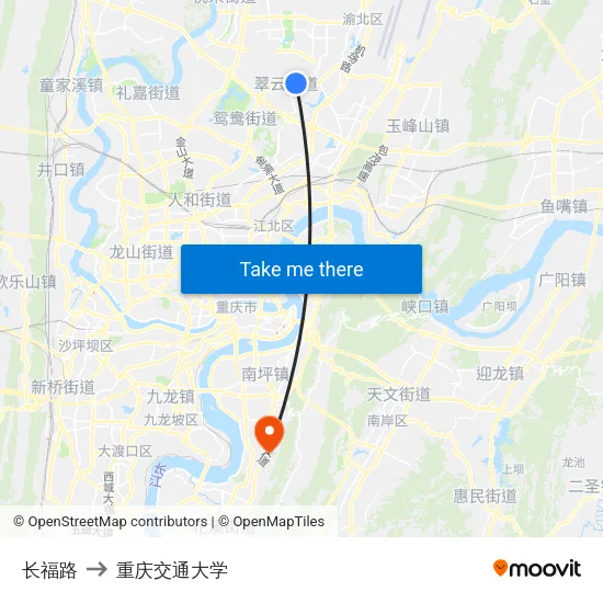 长福路 to 重庆交通大学 map
