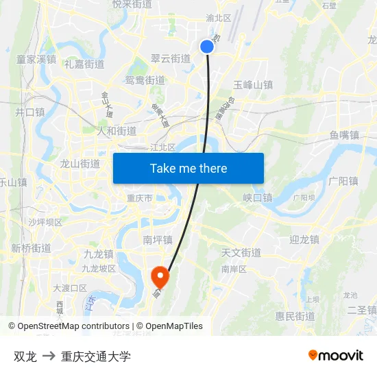 双龙 to 重庆交通大学 map