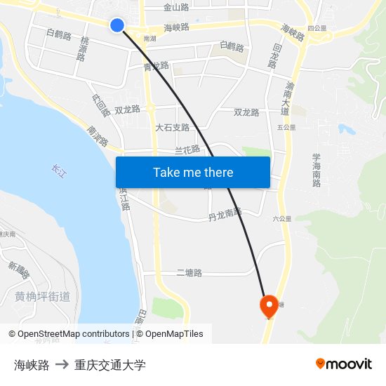 海峡路 to 重庆交通大学 map