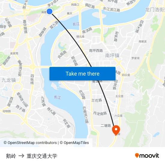 鹅岭 to 重庆交通大学 map