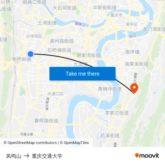 凤鸣山 to 重庆交通大学 map