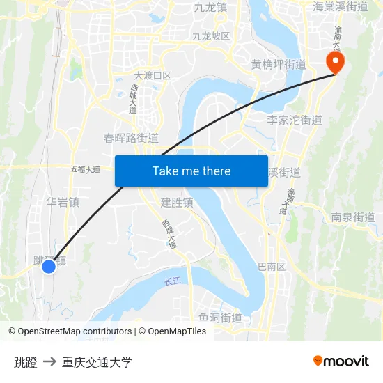 跳蹬 to 重庆交通大学 map