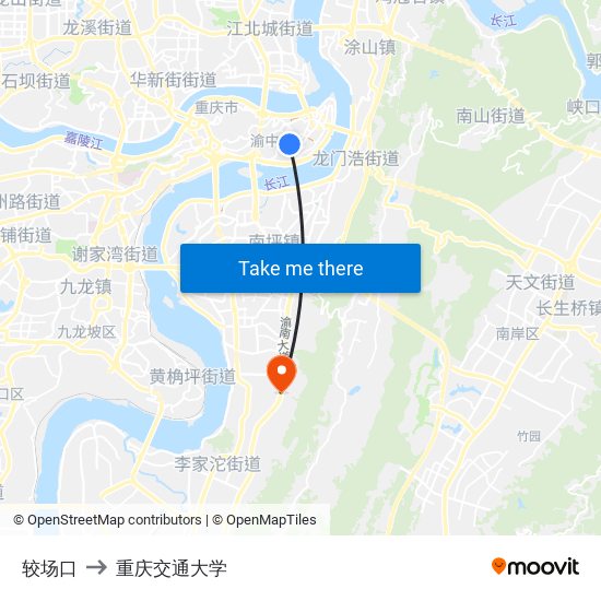 较场口 to 重庆交通大学 map