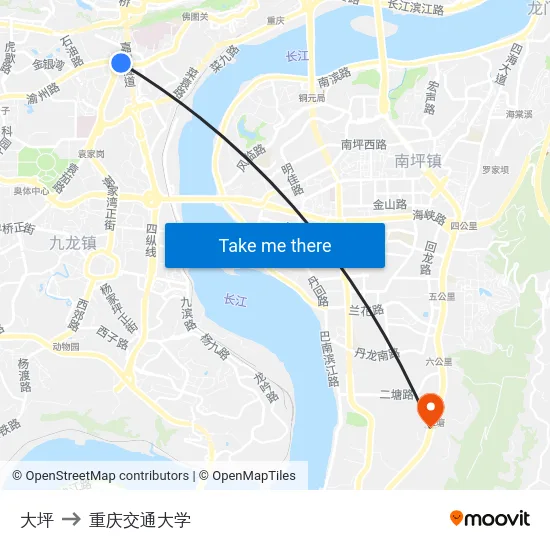 大坪 to 重庆交通大学 map