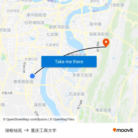 湖榕锦苑 to 重庆工商大学 map