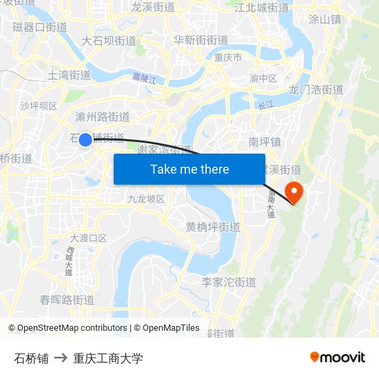 石桥铺 to 重庆工商大学 map