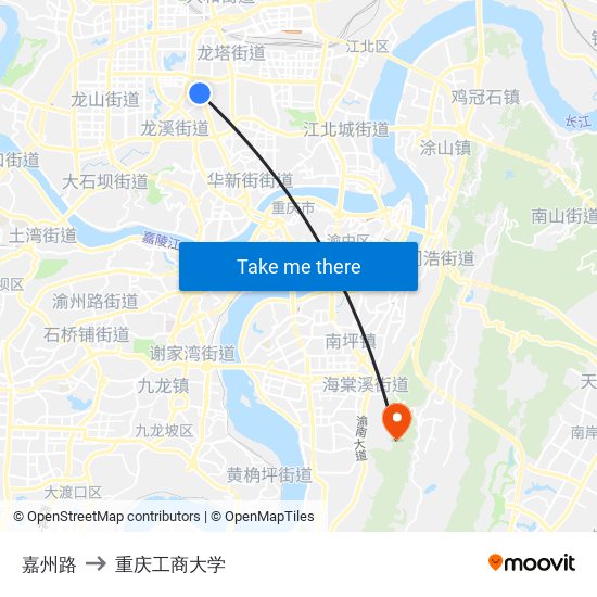 嘉州路 to 重庆工商大学 map