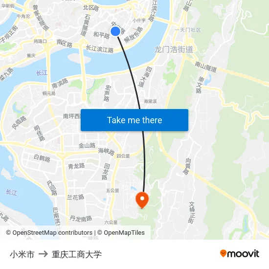 小米市 to 重庆工商大学 map