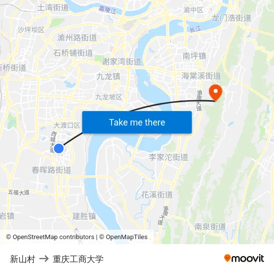 新山村 to 重庆工商大学 map