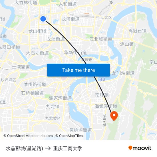 水晶郦城(星湖路) to 重庆工商大学 map