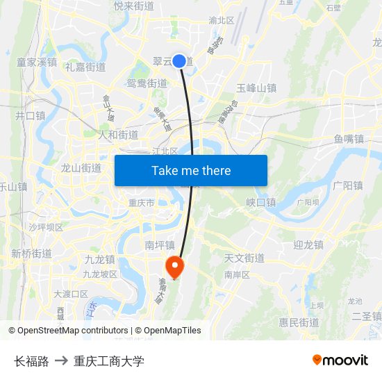 长福路 to 重庆工商大学 map