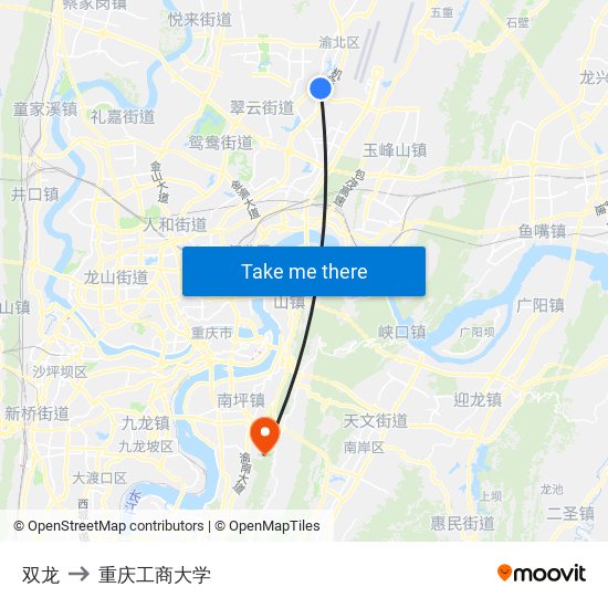 双龙 to 重庆工商大学 map