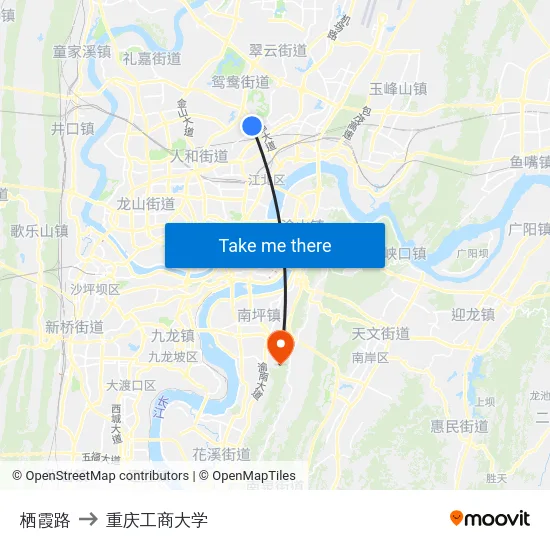 栖霞路 to 重庆工商大学 map