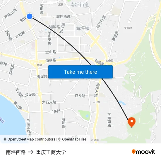 南坪西路 to 重庆工商大学 map