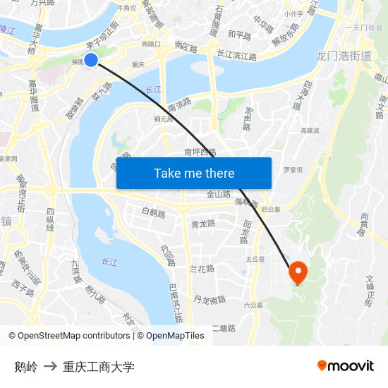 鹅岭 to 重庆工商大学 map