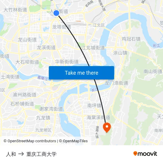 人和 to 重庆工商大学 map