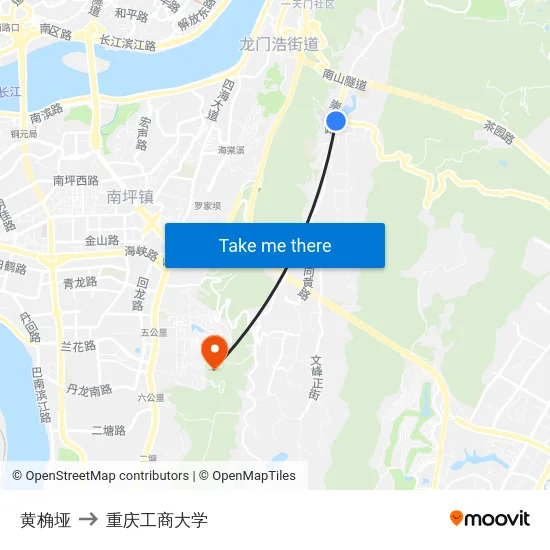 黄桷垭 to 重庆工商大学 map