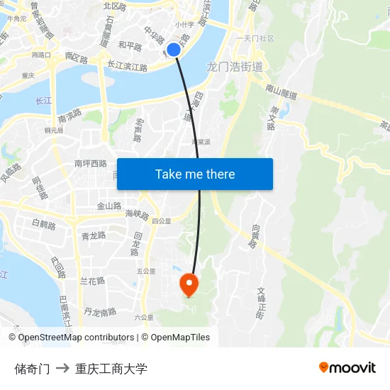 储奇门 to 重庆工商大学 map