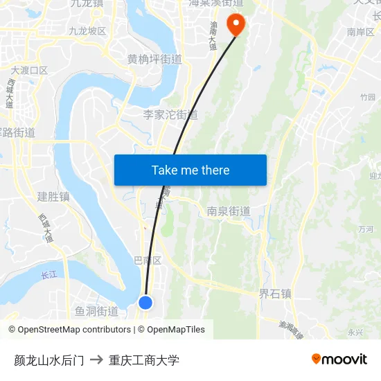 颜龙山水后门 to 重庆工商大学 map