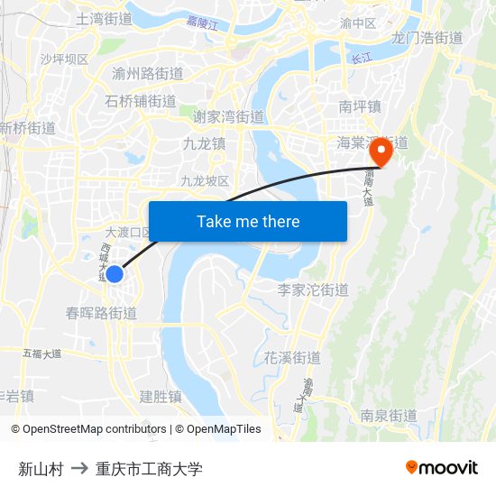 新山村 to 重庆市工商大学 map