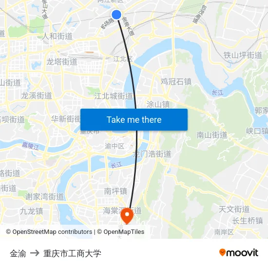 金渝 to 重庆市工商大学 map