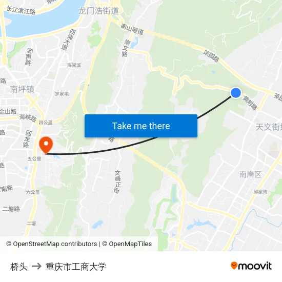 桥头 to 重庆市工商大学 map