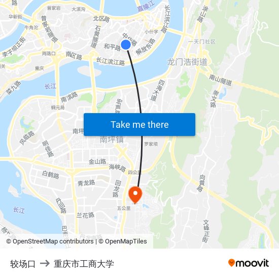 较场口 to 重庆市工商大学 map