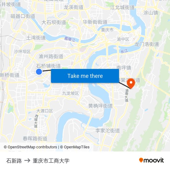 石新路 to 重庆市工商大学 map