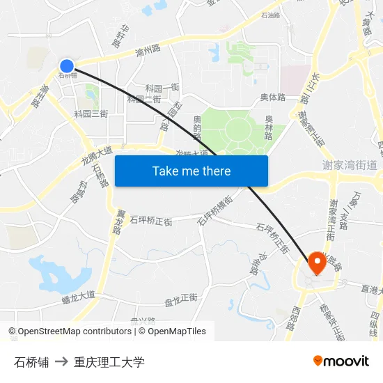 石桥铺 to 重庆理工大学 map