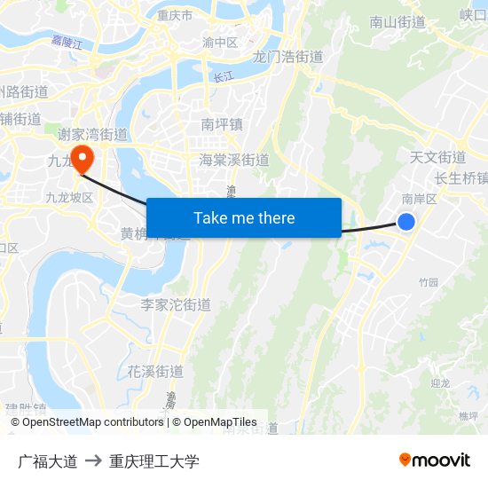 广福大道 to 重庆理工大学 map