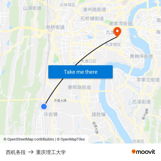 西机务段 to 重庆理工大学 map