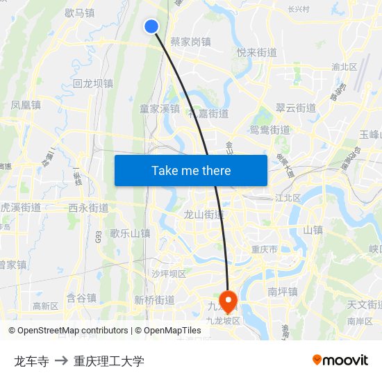 龙车寺 to 重庆理工大学 map