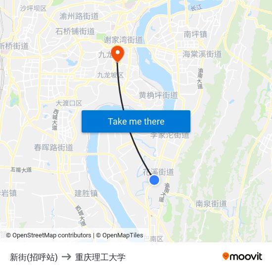 新街(招呼站) to 重庆理工大学 map