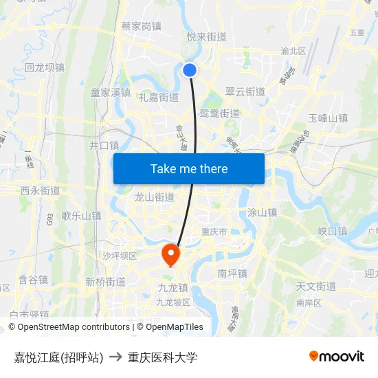 嘉悦江庭(招呼站) to 重庆医科大学 map