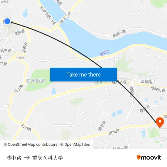 沙中路 to 重庆医科大学 map