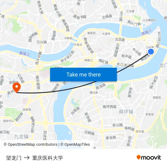 望龙门 to 重庆医科大学 map